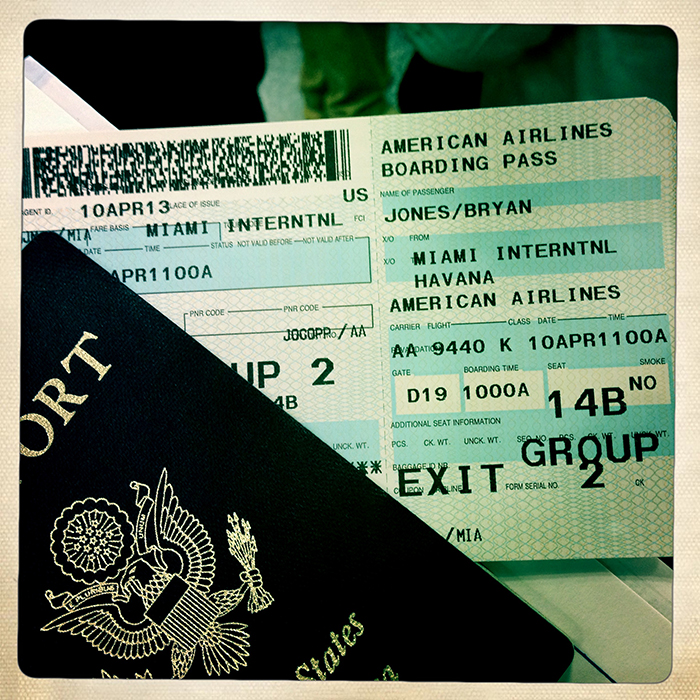 Passport and ticket to Havana