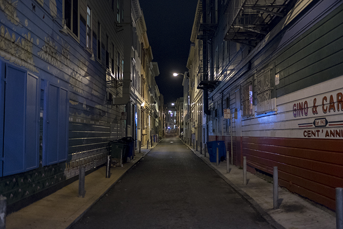 San Francisco alley at night