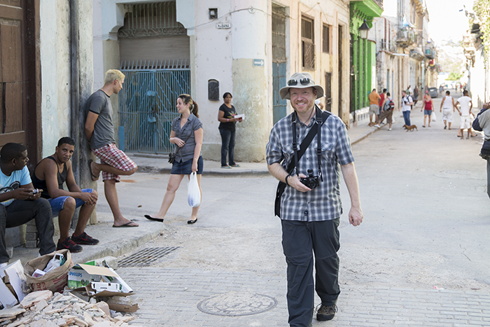 Duncan walking the streets of Havana